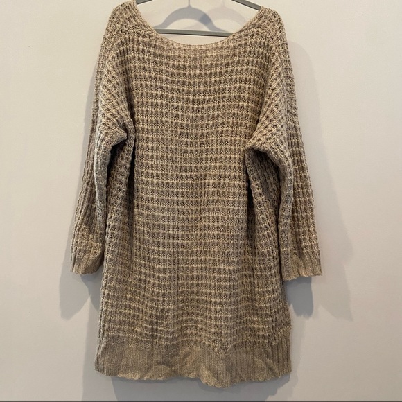 BCBGENERATION Sweater Waffle Knit High Low Wool Blend Tan Medium - Picture 6 of 7